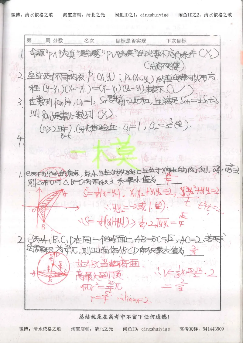 6.衡水中学高考积累与改错_高三数学（第2本）_166页_高中衡水学霸笔记_高中全部赠品_错题集高中九科_数学积累与改错