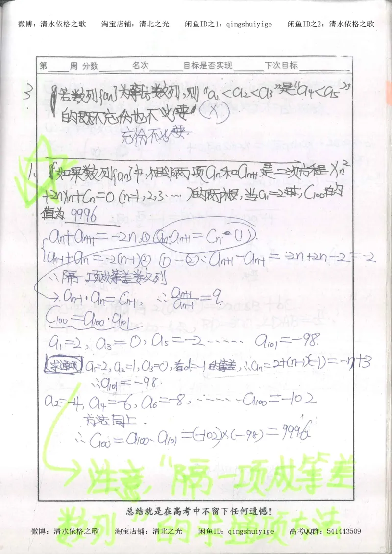 6.衡水中学高考积累与改错_高三数学（第2本）_166页_高中衡水学霸笔记_高中全部赠品_错题集高中九科_数学积累与改错