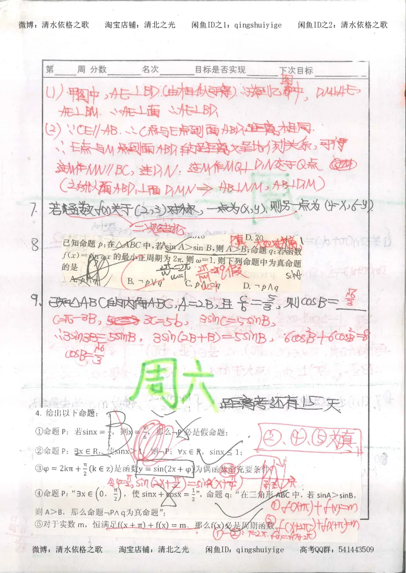 6.衡水中学高考积累与改错_高三数学（第2本）_166页_高中衡水学霸笔记_高中全部赠品_错题集高中九科_数学积累与改错