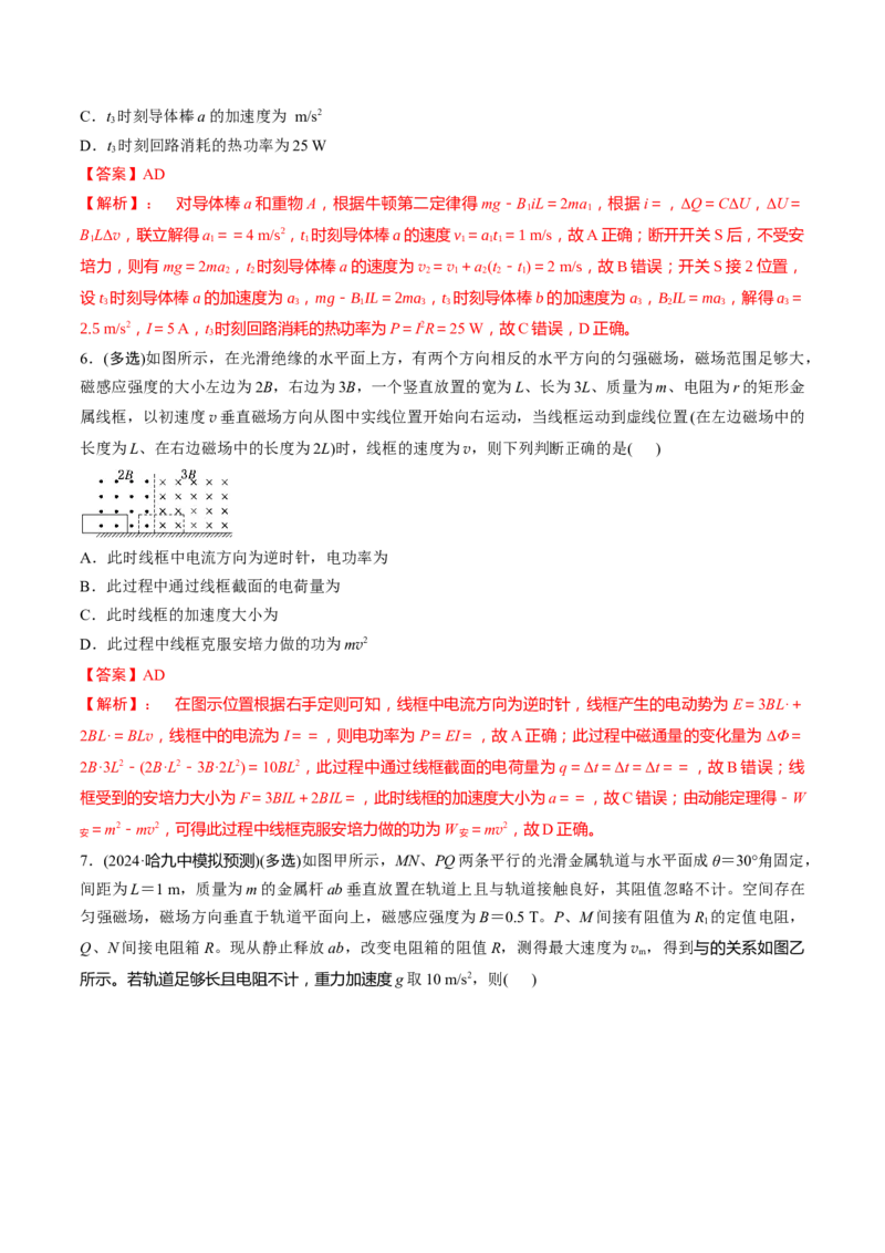 第55讲电磁感应中的动力学和能量问题（练习）（解析版）_4.2025物理总复习_2025年新高考资料_一轮复习_2025年高考物理一轮复习讲练测（新教材新高考）