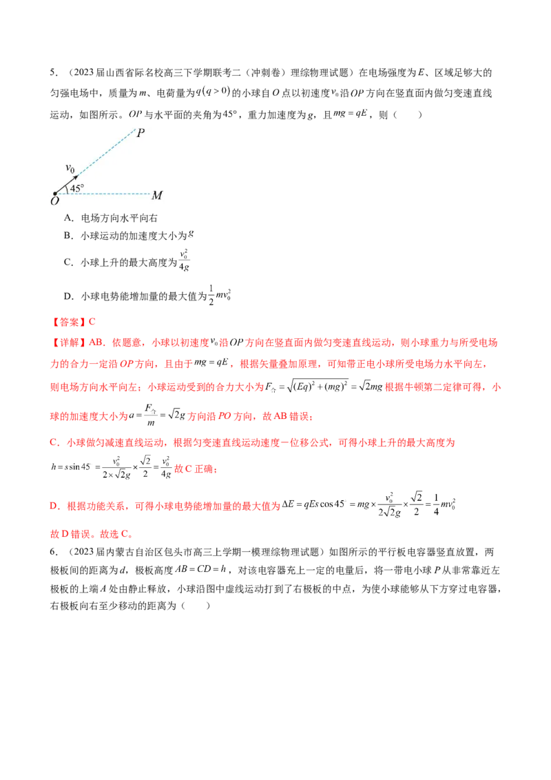 第39讲电容器带电粒子在电场中的运动（练习）（解析版）_4.2025物理总复习_2024年新高考资料_1.2024一轮复习_2024年高考物理一轮复习讲练测（新教材新高考）