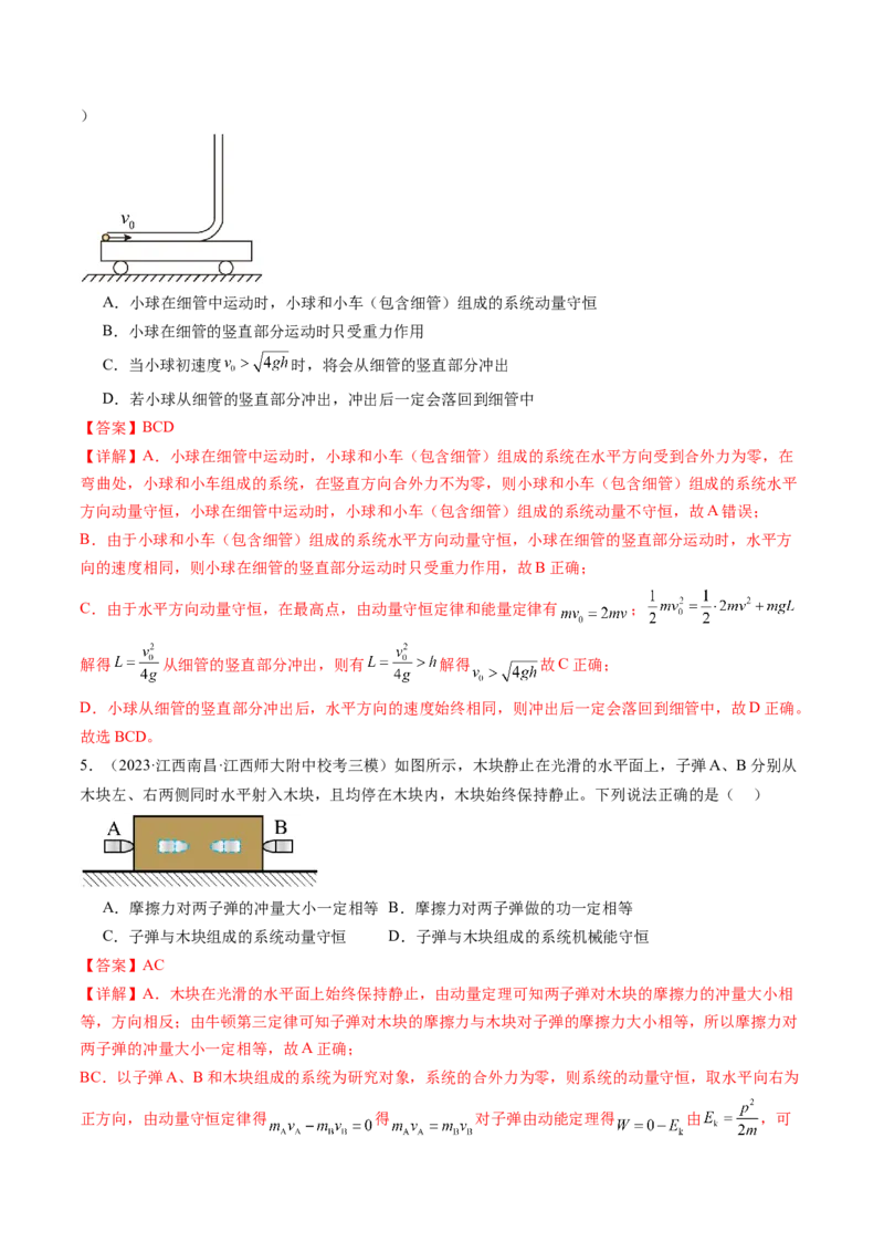 第31讲动量守恒定律及其应用（练习）（解析版）_4.2025物理总复习_2024年新高考资料_1.2024一轮复习_2024年高考物理一轮复习讲练测（新教材新高考）_第31讲动量守恒定律及其应用（练习）