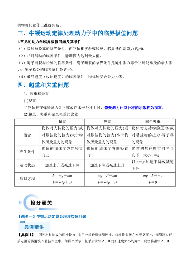 秘籍03牛顿运动定律的综合应用（解析版）-备战2024年高考物理抢分秘籍_4.2025物理总复习_2024年新高考资料_5.2024三轮冲刺_备战2024年高考物理抢分秘籍（新高考通用）321489818