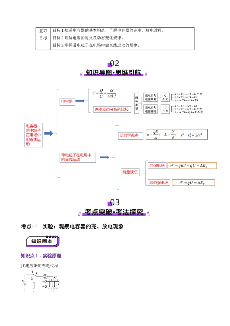 第36讲电容器带电粒子在电场中的直线运动（讲义）（原卷版）_4.2025物理总复习_2025年新高考资料_一轮复习_2025年高考物理一轮复习讲练测（新教材新高考）