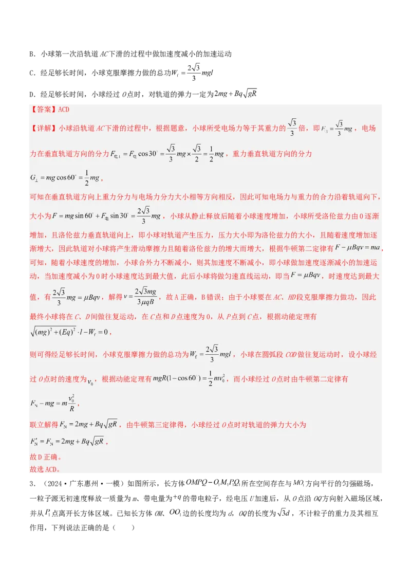 压轴题08带电粒子在复合场、组合场中的运动（解析版）_4.2025物理总复习_2024年新高考资料_5.2024三轮冲刺_2024年高考物理压轴题专项训练（新高考通用）