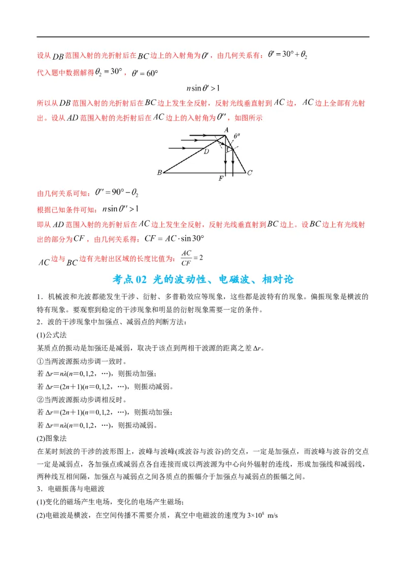 专题15光与电磁波(解析版)_4.2025物理总复习_赠品通用版（老高考）复习资料_二轮复习_2023年高考物理毕业班二轮热点题型归纳与变式演练（全国通用）