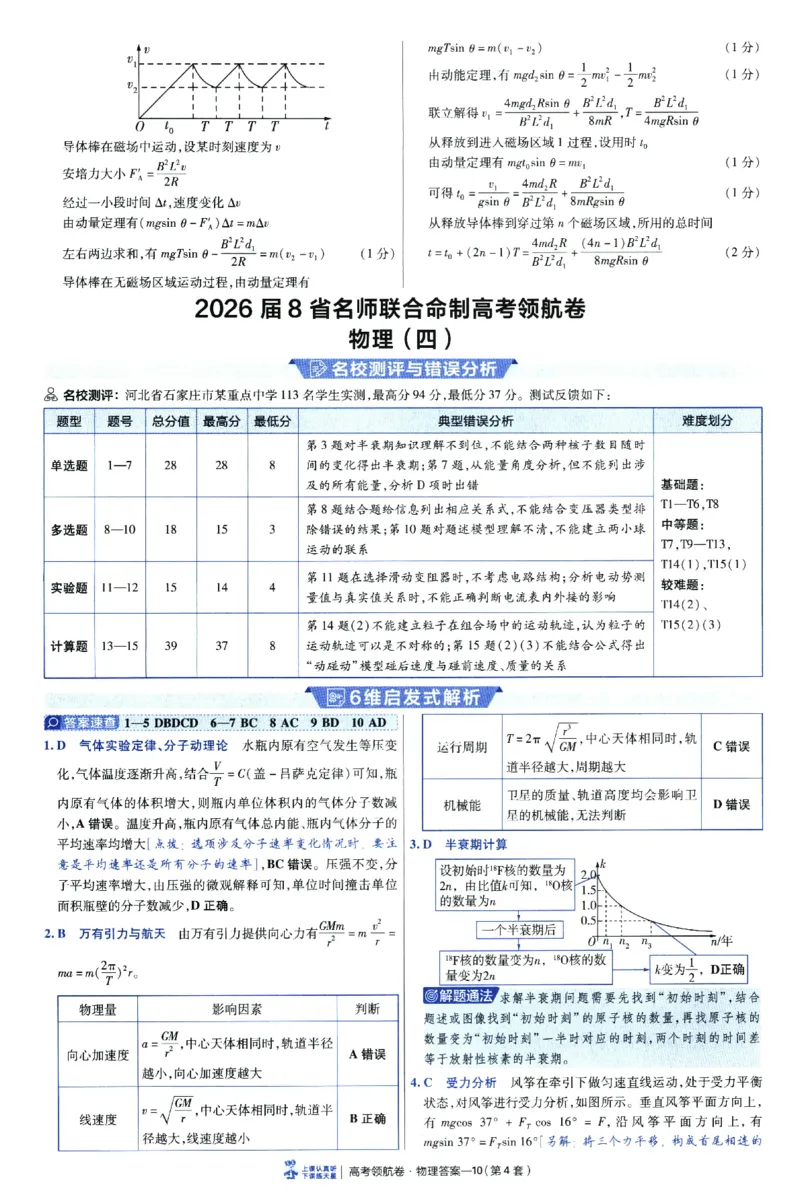 2026版金考卷&middot;百校联盟高考领航卷物理（新教材版）-答案_2026版金考卷&middot;百校联盟高考领航卷（全科）_2026版金考卷&middot;百校联盟高考领航卷物理（新教材版）