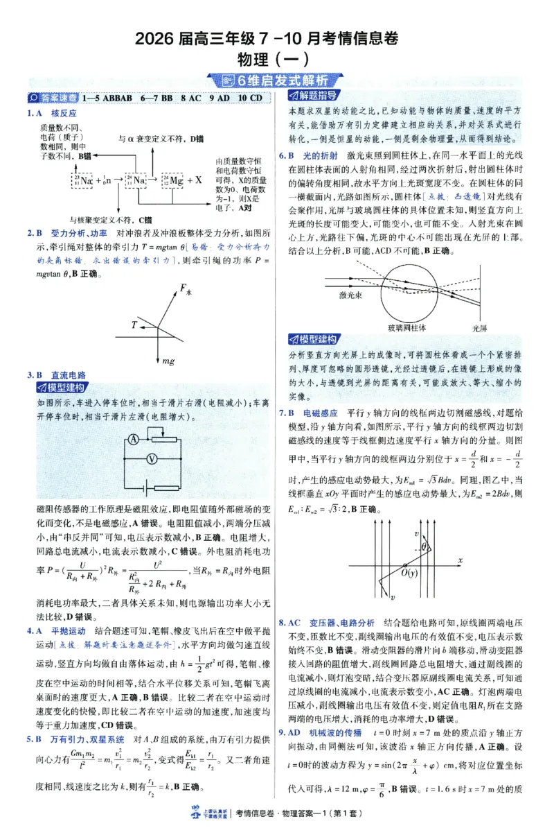 2026版金考卷&middot;百校联盟高考领航卷物理（新教材版）-答案_2026版金考卷&middot;百校联盟高考领航卷（全科）_2026版金考卷&middot;百校联盟高考领航卷物理（新教材版）