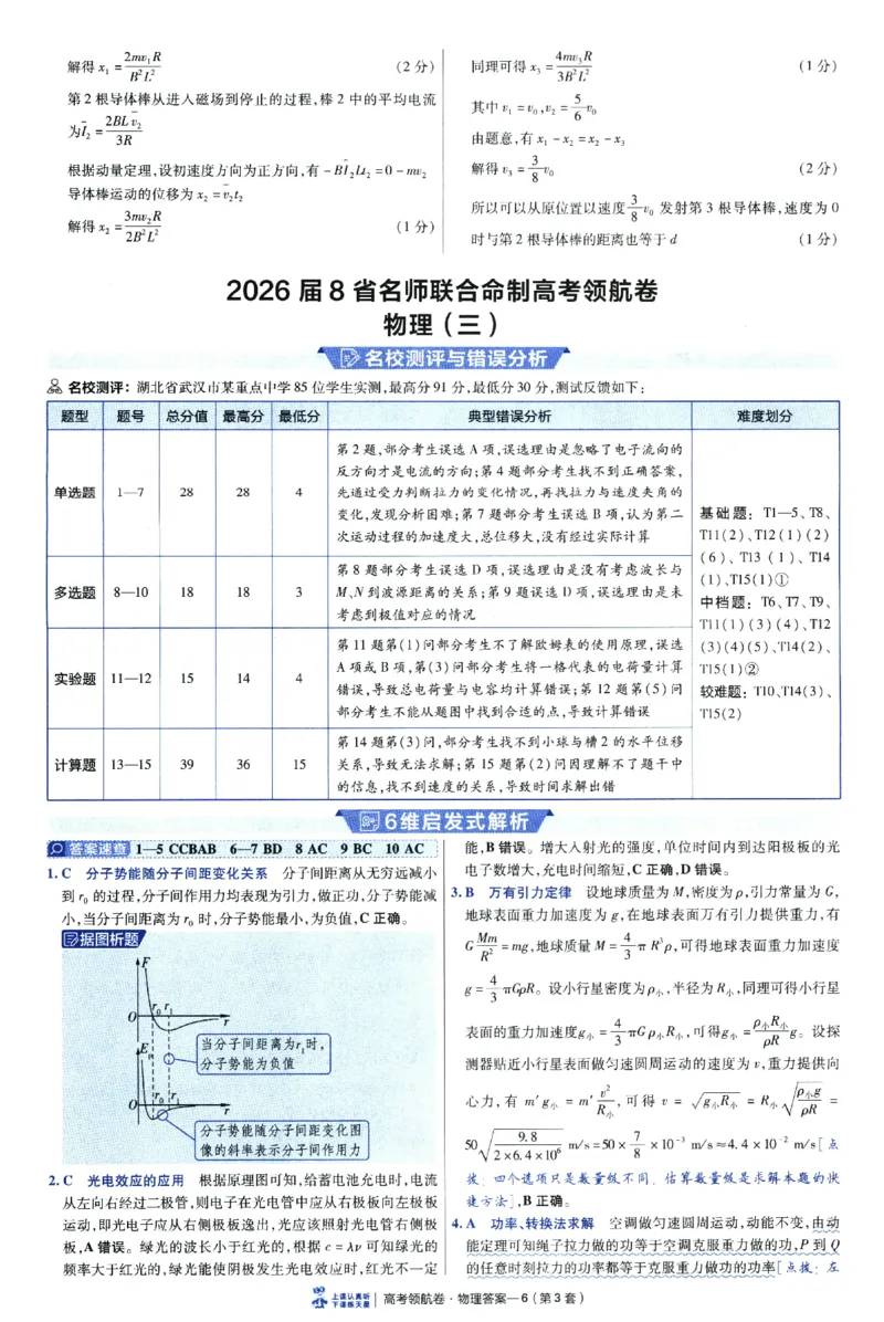 2026版金考卷&middot;百校联盟高考领航卷物理（新教材版）-答案_2026版金考卷&middot;百校联盟高考领航卷（全科）_2026版金考卷&middot;百校联盟高考领航卷物理（新教材版）