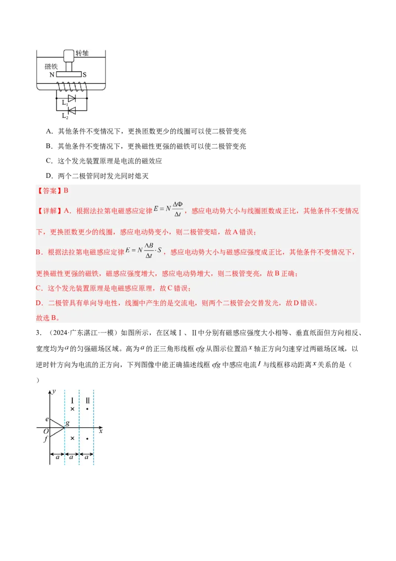 押广东卷选择题8电磁感应（解析版）_4.2025物理总复习_2024年新高考资料_5.2024三轮冲刺_备战2024年高考物理临考题号押题（广东专用）324210116