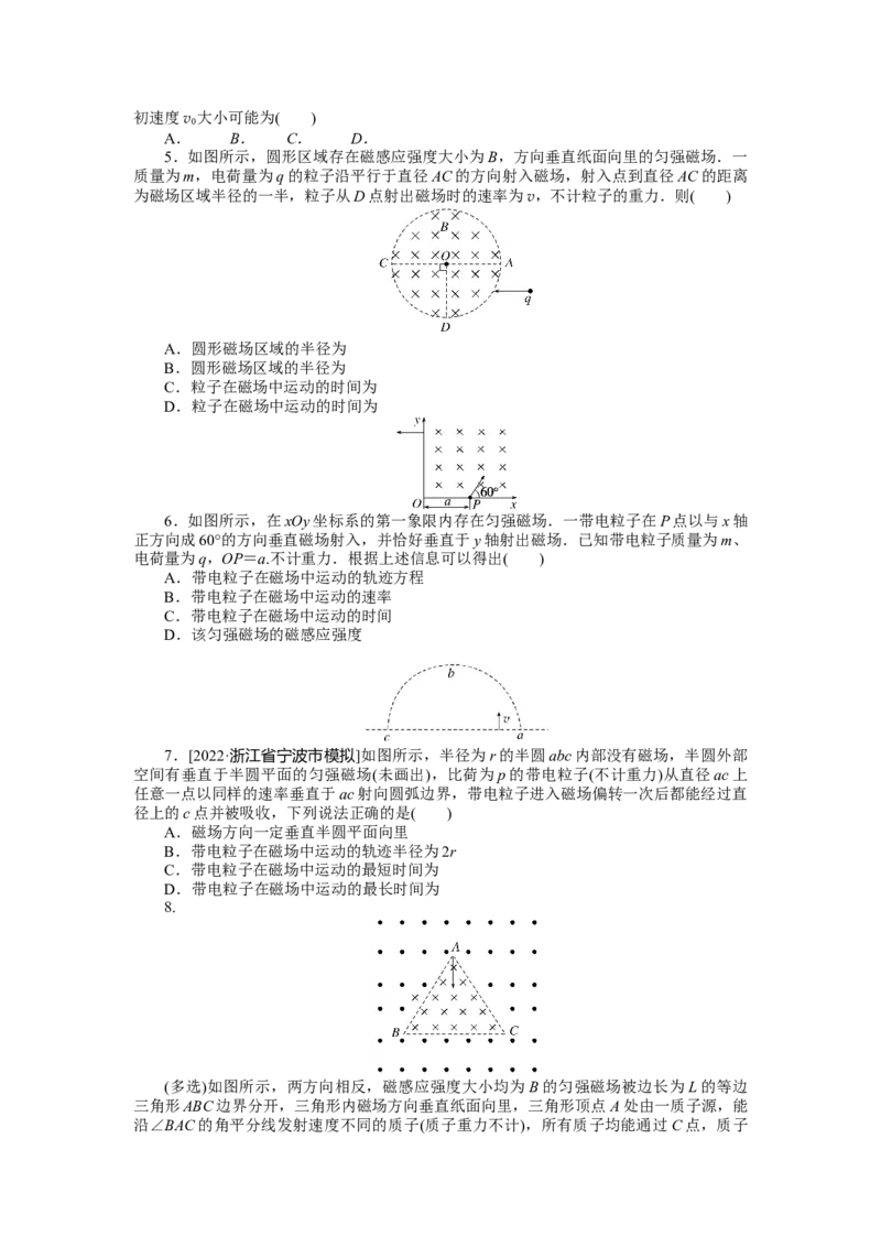 专题65带电粒子在有界匀强磁场中的运动_4.2025物理总复习_2023年新高复习资料_专项复习_2023《微专题&middot;小练习》&middot;物理&middot;新教材&middot;XL-5