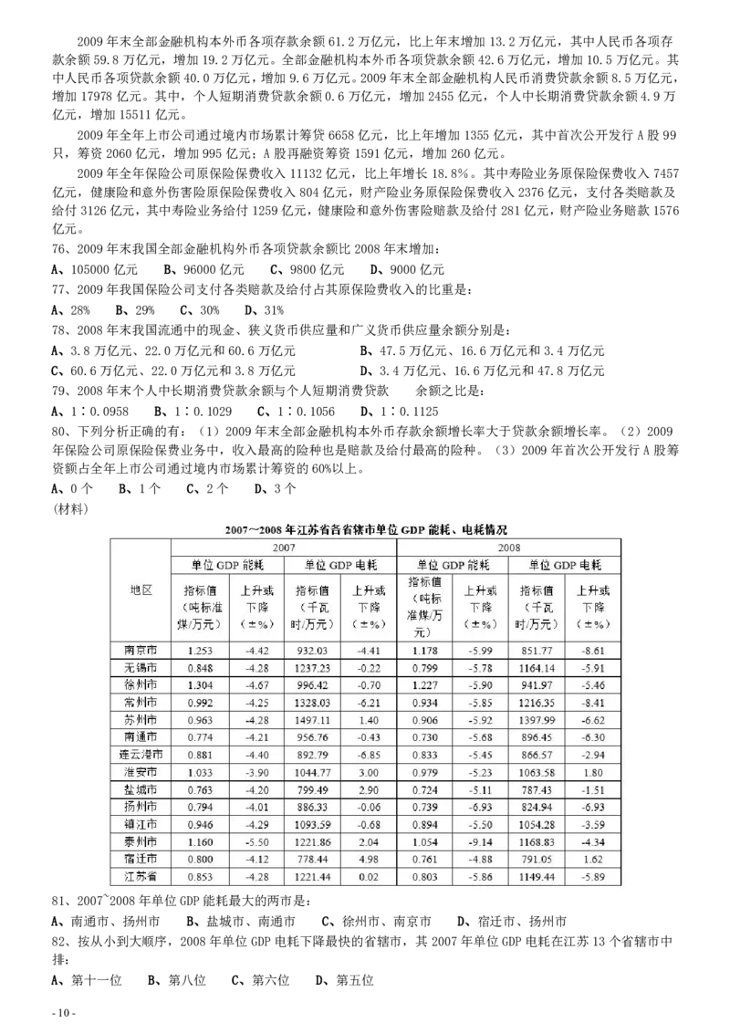 2010年江苏公务员考试《行测》真题（C卷）_34省+国考真题_34省考+国考pdf版推荐用这个版本_34省行测+申论真题pdf推荐用这个版本_江苏公务员考试真题pdf版_行测题目