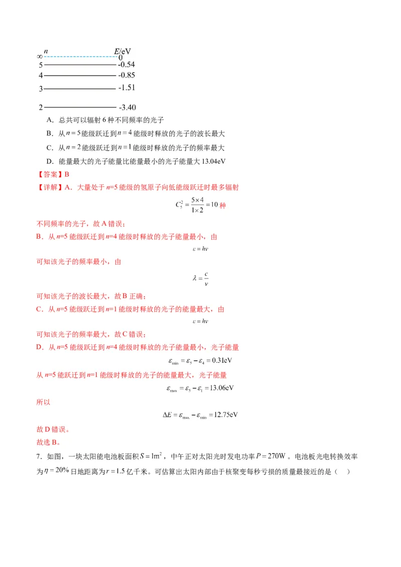 测试16（解析版）_4.2025物理总复习_2025年新高考资料_一轮复习_2025年高考物理一轮复习讲练测（新教材新高考）_测试十六近代物理-上好课2025年高考物理一轮复习讲练测