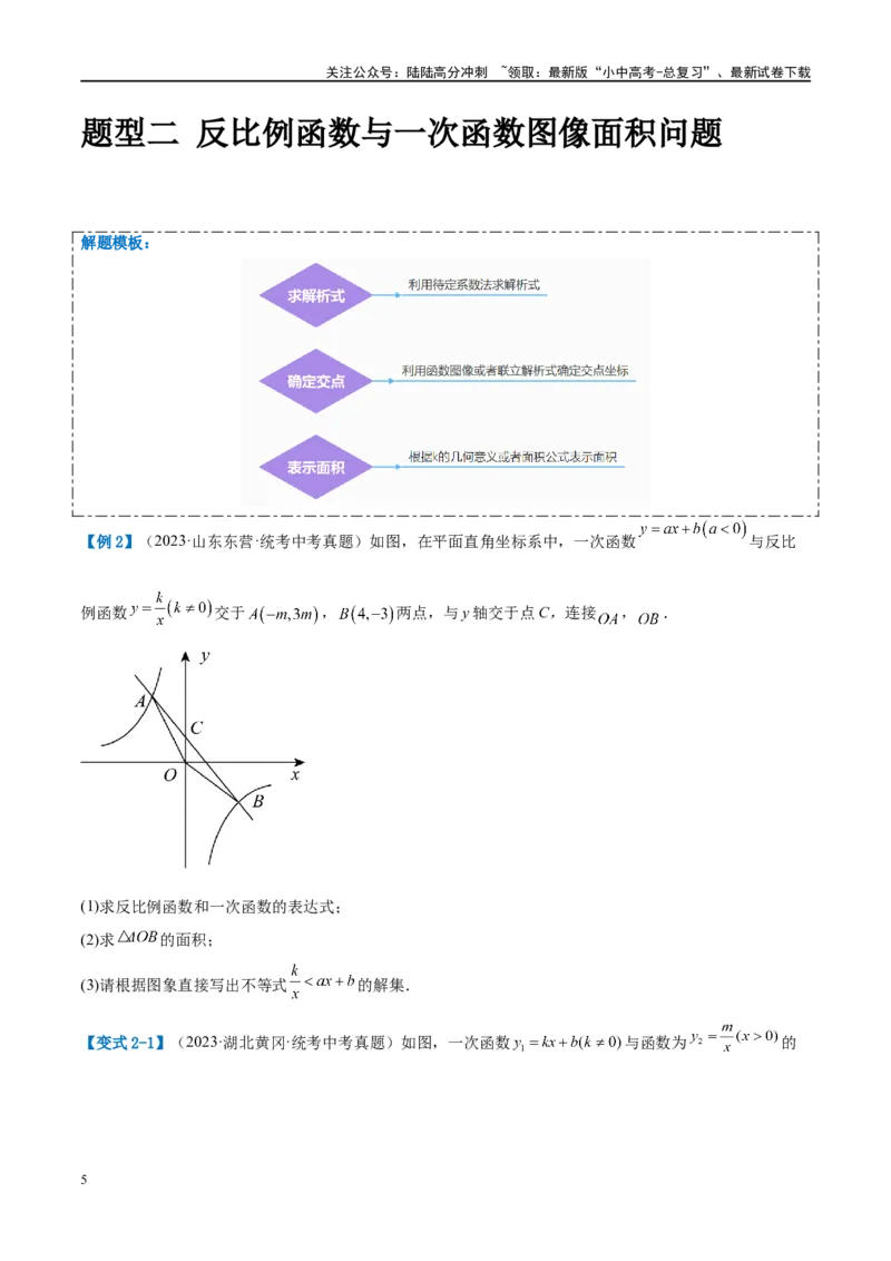 压轴题02反比例函数的综合问题（3题型+解题模板+技巧精讲）（原卷版）_02中考总复习（2026版更新中）_02-数学-中考总复习_2024年中考复习资料_二轮复习资料_解题秘籍（含解题模板）