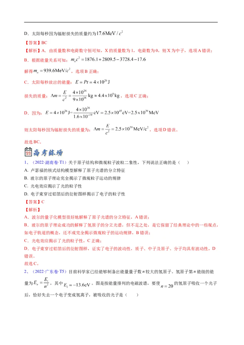 专题16历代物理学初步及原子物理（解析版）_4.2025物理总复习_赠品通用版（老高考）复习资料_二轮复习_2023年高考物理毕业班二轮热点题型归纳与变式演练（全国通用）