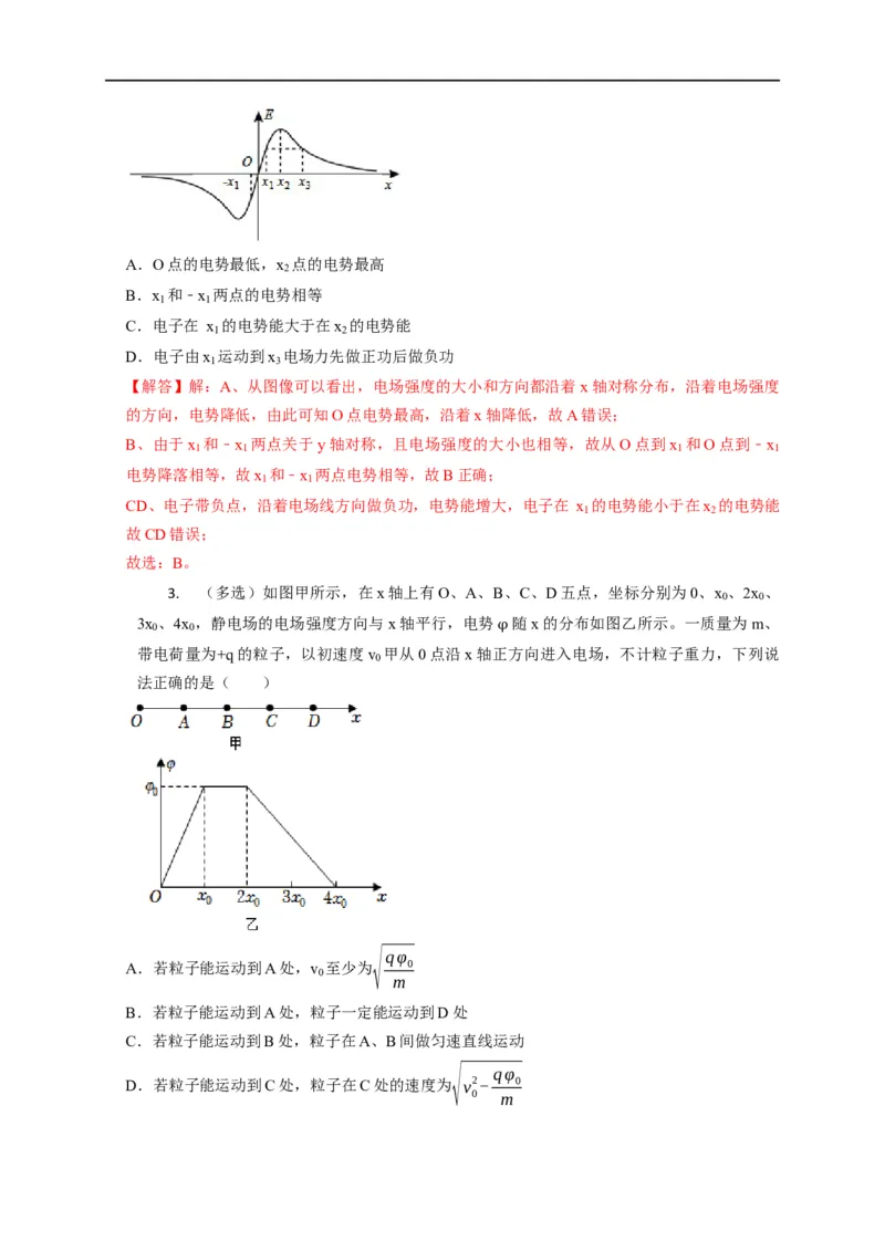 第50讲电场中的图像（解析版）_4.2025物理总复习_2023年新高复习资料_专项复习_2023届高三物理高考复习101微专题模型精讲精练