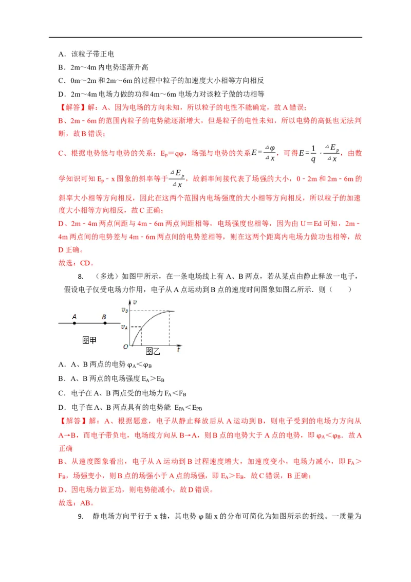 第50讲电场中的图像（解析版）_4.2025物理总复习_2023年新高复习资料_专项复习_2023届高三物理高考复习101微专题模型精讲精练
