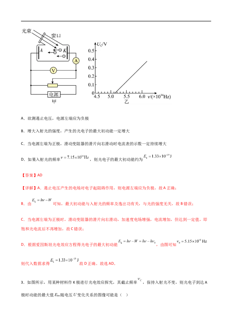 专题76光电效应、波尔理论（解析版）_4.2025物理总复习_2023年新高复习资料_一轮复习_2023届高三物理一轮复习多维度导学与分层专练