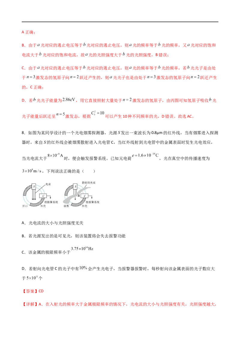 专题76光电效应、波尔理论（解析版）_4.2025物理总复习_2023年新高复习资料_一轮复习_2023届高三物理一轮复习多维度导学与分层专练