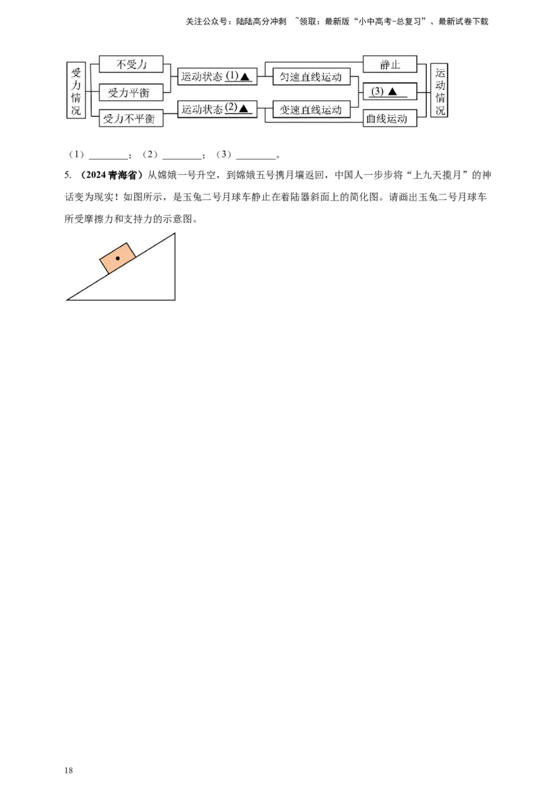 模块一专题08力及运动和力（原卷版)_02中考总复习（2026版更新中）_04-物理-中考总复习_2025年中考复习资料_（2025中考全国通用）2024年中考物理真题分类汇编