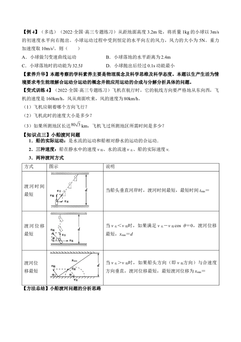 专题4.1　曲线运动　运动的合成与分解讲&mdash;&mdash;2023年高考物理一轮复习讲练测（新教材新高考通用）（原卷版）_4.2025物理总复习_2023年新高复习资料_一轮复习