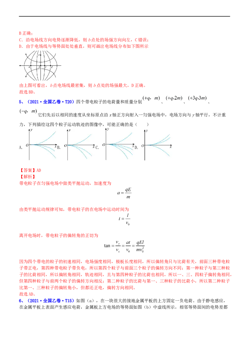 专题3.1电场的性质（练）-2023年高考物理二轮复习讲练测（新高考专用）（解析版）_4.2025物理总复习_2023年新高复习资料_二轮复习_2023年高考物理二轮复习讲练测（新高考专用）