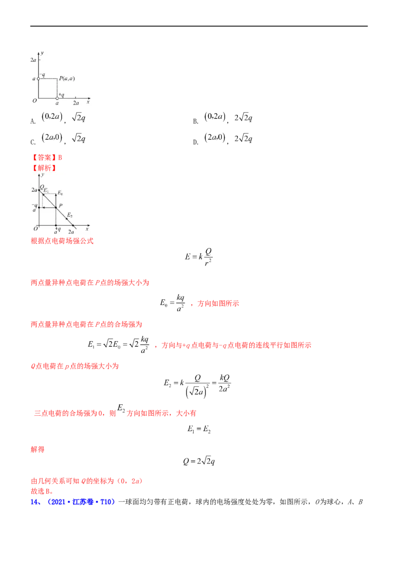 专题3.1电场的性质（练）-2023年高考物理二轮复习讲练测（新高考专用）（解析版）_4.2025物理总复习_2023年新高复习资料_二轮复习_2023年高考物理二轮复习讲练测（新高考专用）