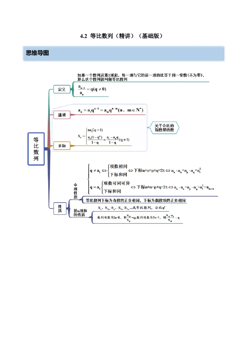 4.2等比数列（精讲）（基础版）（原卷版）_2.2025数学总复习_2023年新高考资料_一轮复习_2023年高考数学一轮复习（基础版）（新高考地区专用）