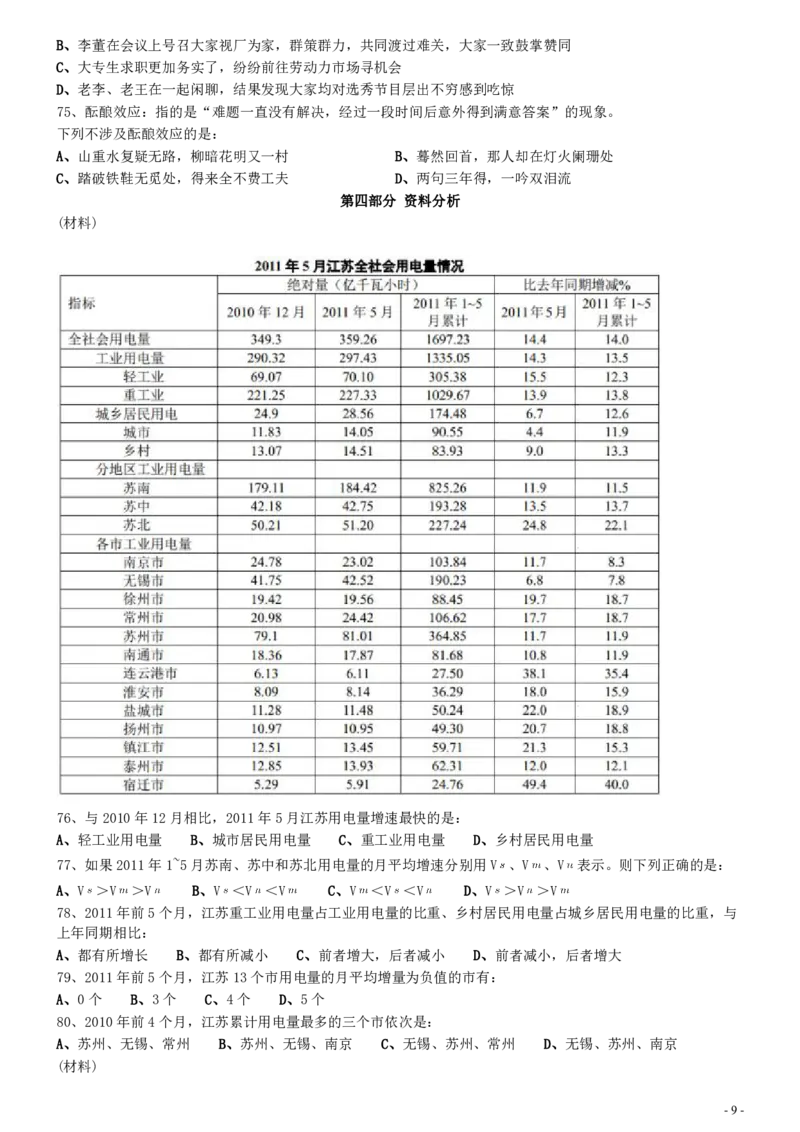 2012年0311江苏公务员考试《行测》真题（B卷）_34省+国考真题_34省考+国考pdf版推荐用这个版本_34省行测+申论真题pdf推荐用这个版本_江苏公务员考试真题pdf版_行测题目