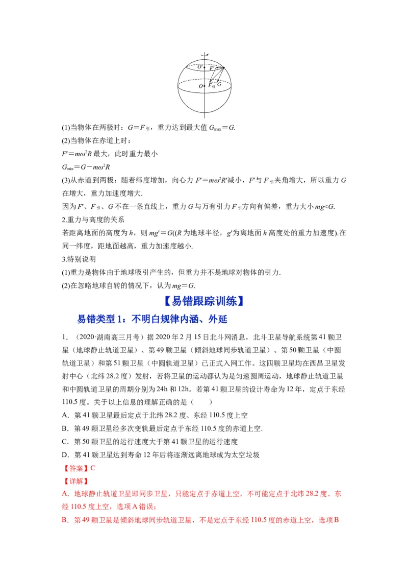 备战2023年高考物理考试易错题&mdash;&mdash;易错点10万有引力与航天答案_4.2025物理总复习_2023年新高复习资料_一轮复习_备战2023新高考物理一轮复习考试易错题（含答案）