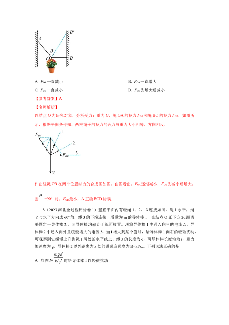 专题2.力与平衡（解析版）_4.2025物理总复习_2023年新高复习资料_二轮复习_2023年高考物理二轮复习二十五专题精练287608825_专题2力与平衡-2023年高考物理二轮复习二十五专题精练