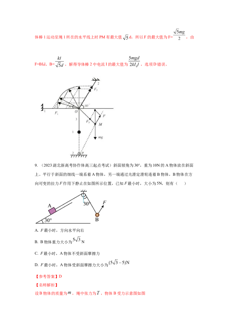 专题2.力与平衡（解析版）_4.2025物理总复习_2023年新高复习资料_二轮复习_2023年高考物理二轮复习二十五专题精练287608825_专题2力与平衡-2023年高考物理二轮复习二十五专题精练