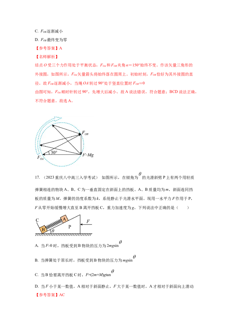 专题2.力与平衡（解析版）_4.2025物理总复习_2023年新高复习资料_二轮复习_2023年高考物理二轮复习二十五专题精练287608825_专题2力与平衡-2023年高考物理二轮复习二十五专题精练