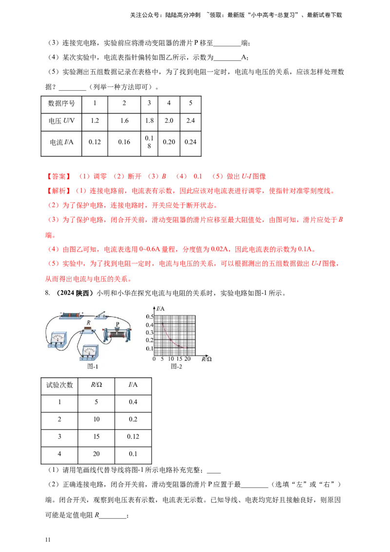 模块三实验专题44探究电流与电压、电阻的关系（解析版）_02中考总复习（2026版更新中）_04-物理-中考总复习_2025年中考复习资料_（2025中考全国通用）2024年中考物理真题分类汇编