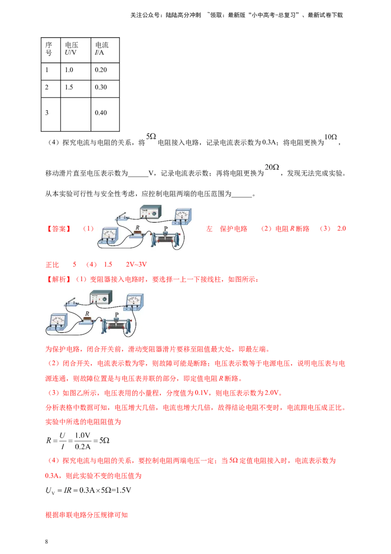 模块三实验专题44探究电流与电压、电阻的关系（解析版）_02中考总复习（2026版更新中）_04-物理-中考总复习_2025年中考复习资料_（2025中考全国通用）2024年中考物理真题分类汇编