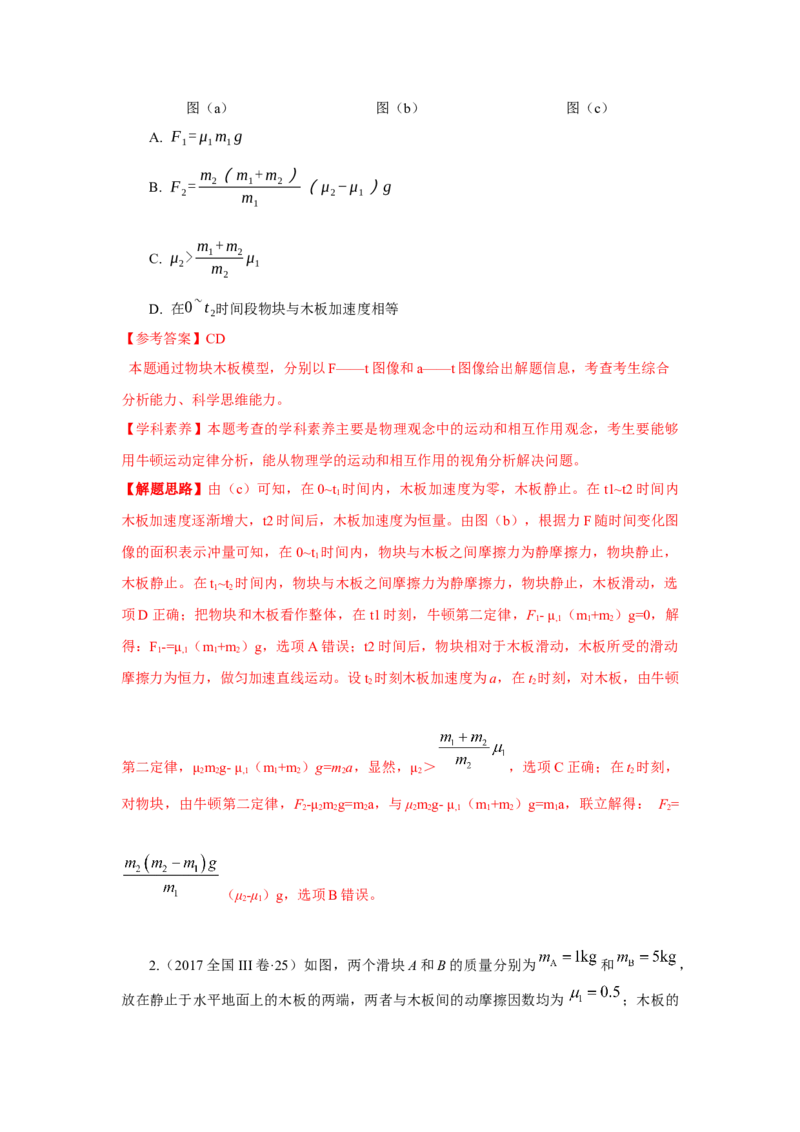 专题19.滑块木板模型（解析版）--2023高考二轮复习_4.2025物理总复习_2023年新高复习资料_二轮复习_2023年高考物理二轮复习二十五专题精练287608825_专题19滑块木板模型