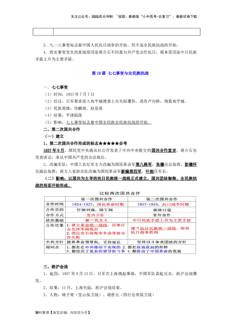 八年级历史上册-背诵秘笈2024年中考历史复习6册教材常考知识点集锦（部编版）_02中考总复习（2026版更新中）_06-历史-中考总复习_2024年中考复习资料_专项复习资料