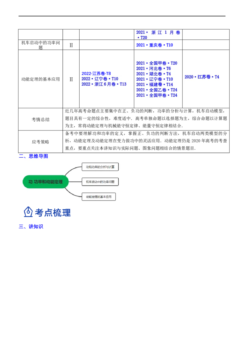 专题2.1功功率和动能定理（讲）-2023年高考物理二轮复习讲练测（新高考专用）（解析版）_4.2025物理总复习_2023年新高复习资料_二轮复习_2023年高考物理二轮复习讲练测（新高考专用）