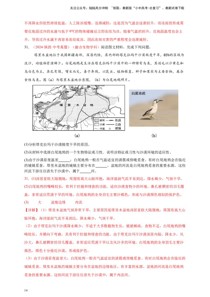 好题汇编2024年中考地理真题分类汇编15跨学科主题（解析版）_02中考总复习（2026版更新中）_09-地理-中考总复习_2025中考地理复习资料_备战20252024年中考地理真题分类汇编