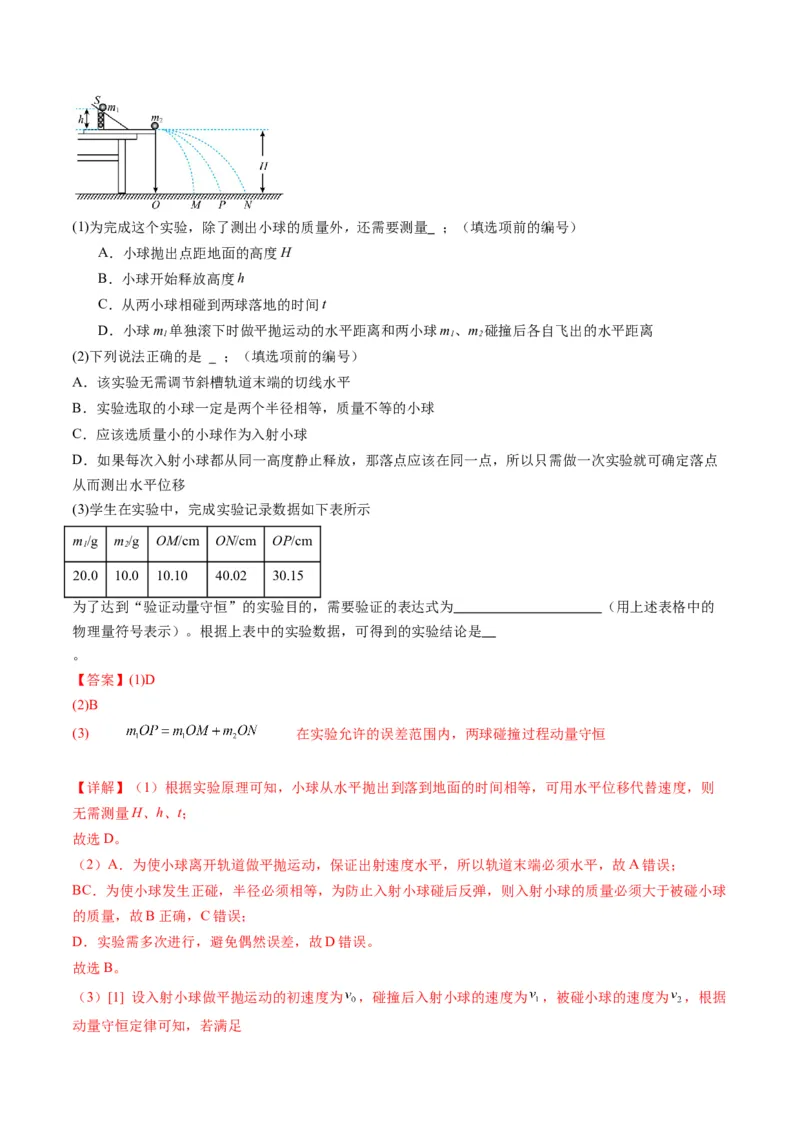 第29讲实验：验证动量守恒定律（练习）（解析版）_4.2025物理总复习_2025年新高考资料_一轮复习_2025年高考物理一轮复习讲练测（新教材新高考）