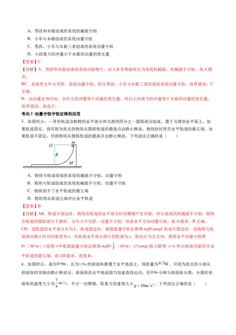 第31讲动量守恒定律及其应用（讲义）（解析版）_4.2025物理总复习_2024年新高考资料_1.2024一轮复习_2024年高考物理一轮复习讲练测（新教材新高考）_第31讲动量守恒定律及其应用（讲义）