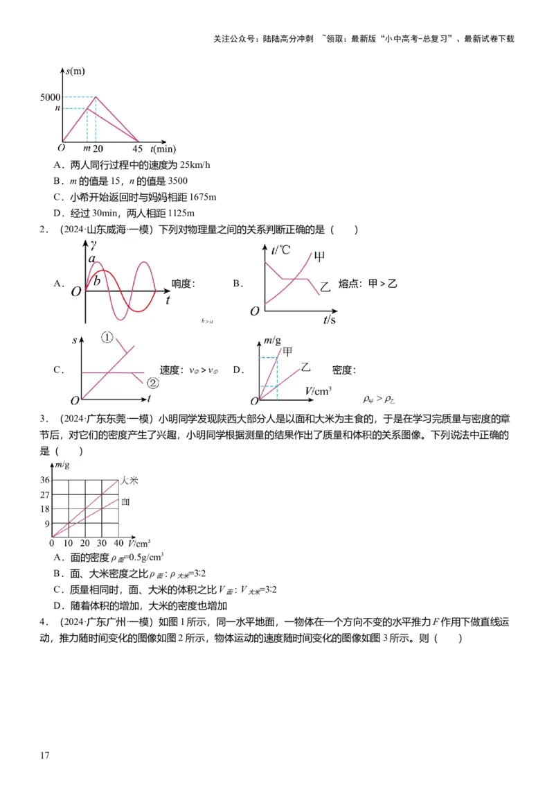 压轴题13图像题、表格题（原卷版）_02中考总复习（2026版更新中）_04-物理-中考总复习_2024年中考复习资料_三轮复习_2024年中考物理压轴题专项训练（全国通用）