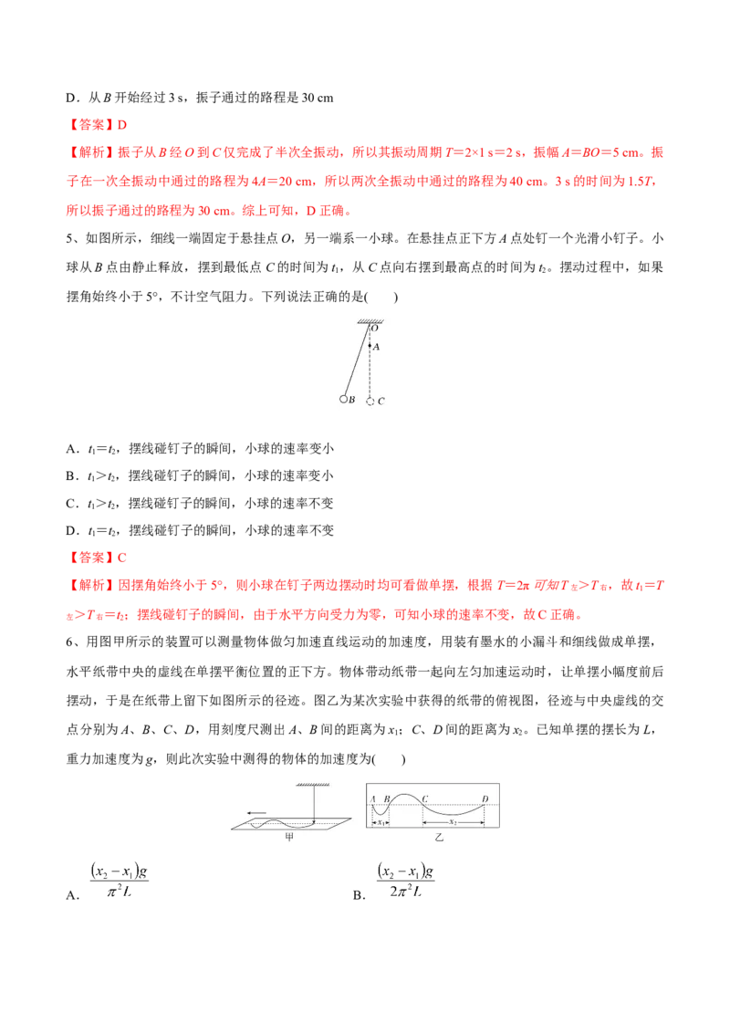 第一讲机械振动（解析版）_4.2025物理总复习_2023年新高复习资料_一轮复习_2023年高三物理一轮复习精讲精练278111462_第十五章机械波_第一讲机械振动-2023年高三物理一轮复习精讲精练