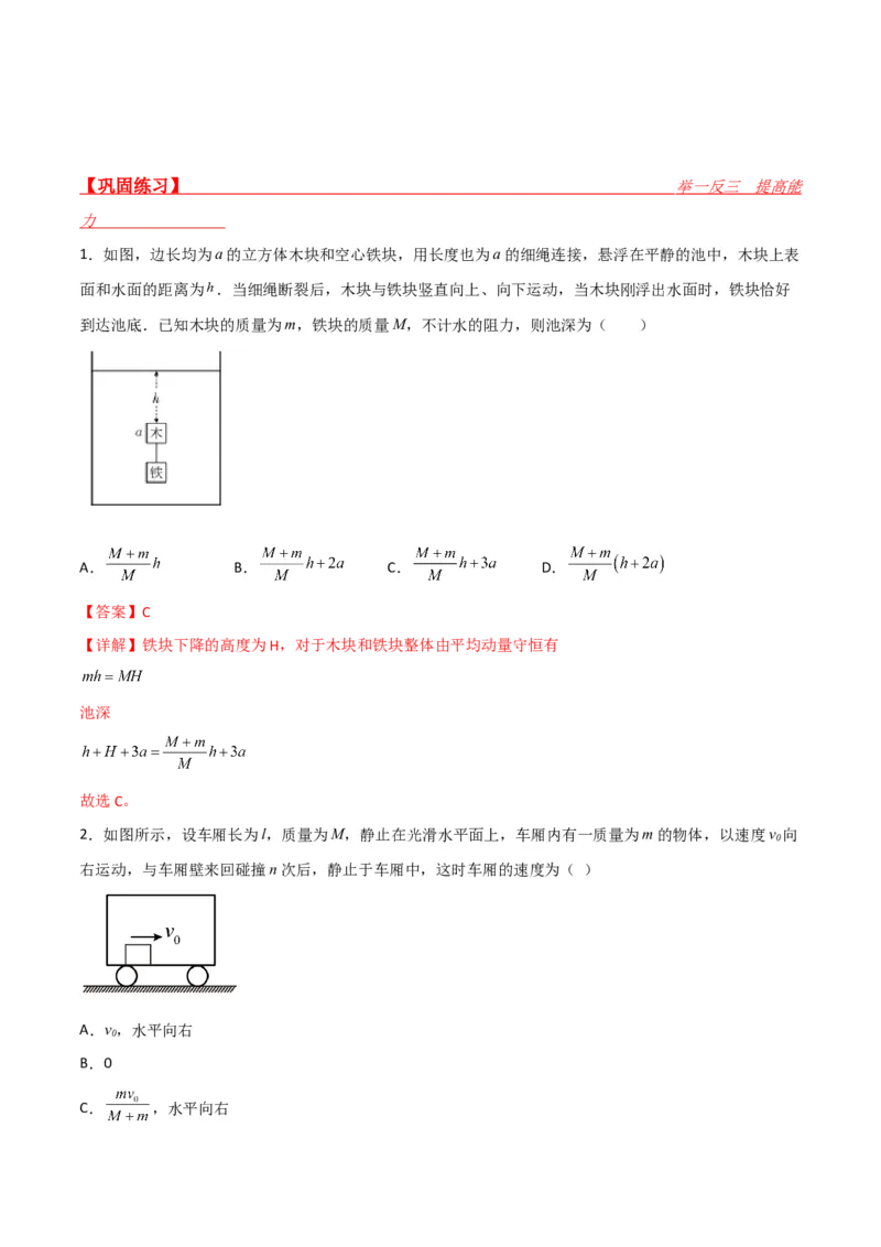 第28讲动量守恒定律的应用-2024届高中物理一轮复习提升素养导学案（全国通用）解析版_4.2025物理总复习_2024年新高考资料_1.2024一轮复习