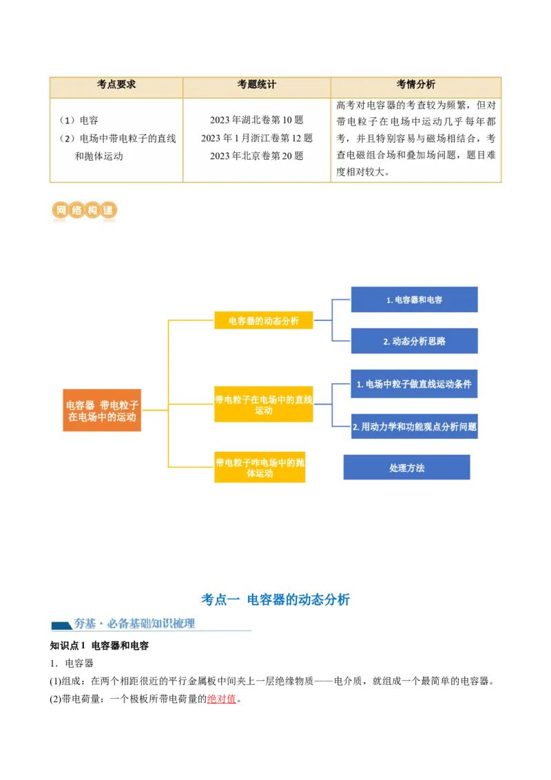 第39讲电容器带电粒子在电场中的运动（讲义）（解析版）_4.2025物理总复习_2024年新高考资料_1.2024一轮复习_2024年高考物理一轮复习讲练测（新教材新高考）