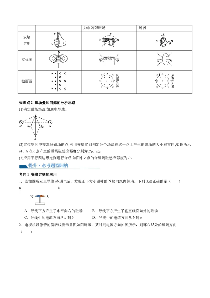 第49讲磁场及其对电流的作用（讲义）（原卷版）_4.2025物理总复习_2024年新高考资料_1.2024一轮复习_2024年高考物理一轮复习讲练测（新教材新高考）_第49讲磁场及其对电流的作用（讲义）