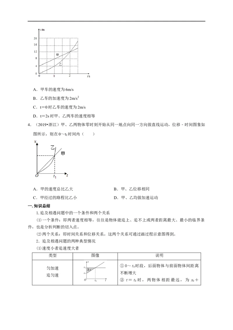 第1讲追及与相遇模型（原卷版）_4.2025物理总复习_2023年新高复习资料_专项复习_2023届高三物理高考复习101微专题模型精讲精练