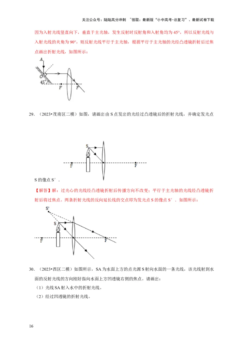 作图题02光学类（解析版）_02中考总复习（2026版更新中）_04-物理-中考总复习_2024年中考复习资料_二轮复习_（讲义+练习）2024年中考物理二轮题型专项复习