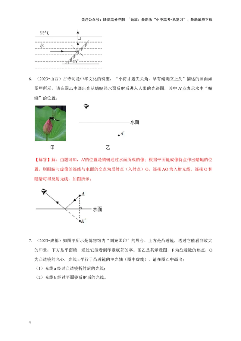 作图题02光学类（解析版）_02中考总复习（2026版更新中）_04-物理-中考总复习_2024年中考复习资料_二轮复习_（讲义+练习）2024年中考物理二轮题型专项复习