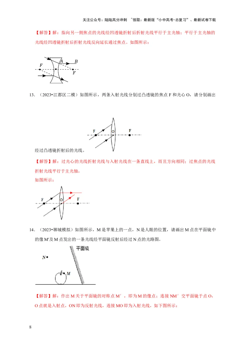 作图题02光学类（解析版）_02中考总复习（2026版更新中）_04-物理-中考总复习_2024年中考复习资料_二轮复习_（讲义+练习）2024年中考物理二轮题型专项复习